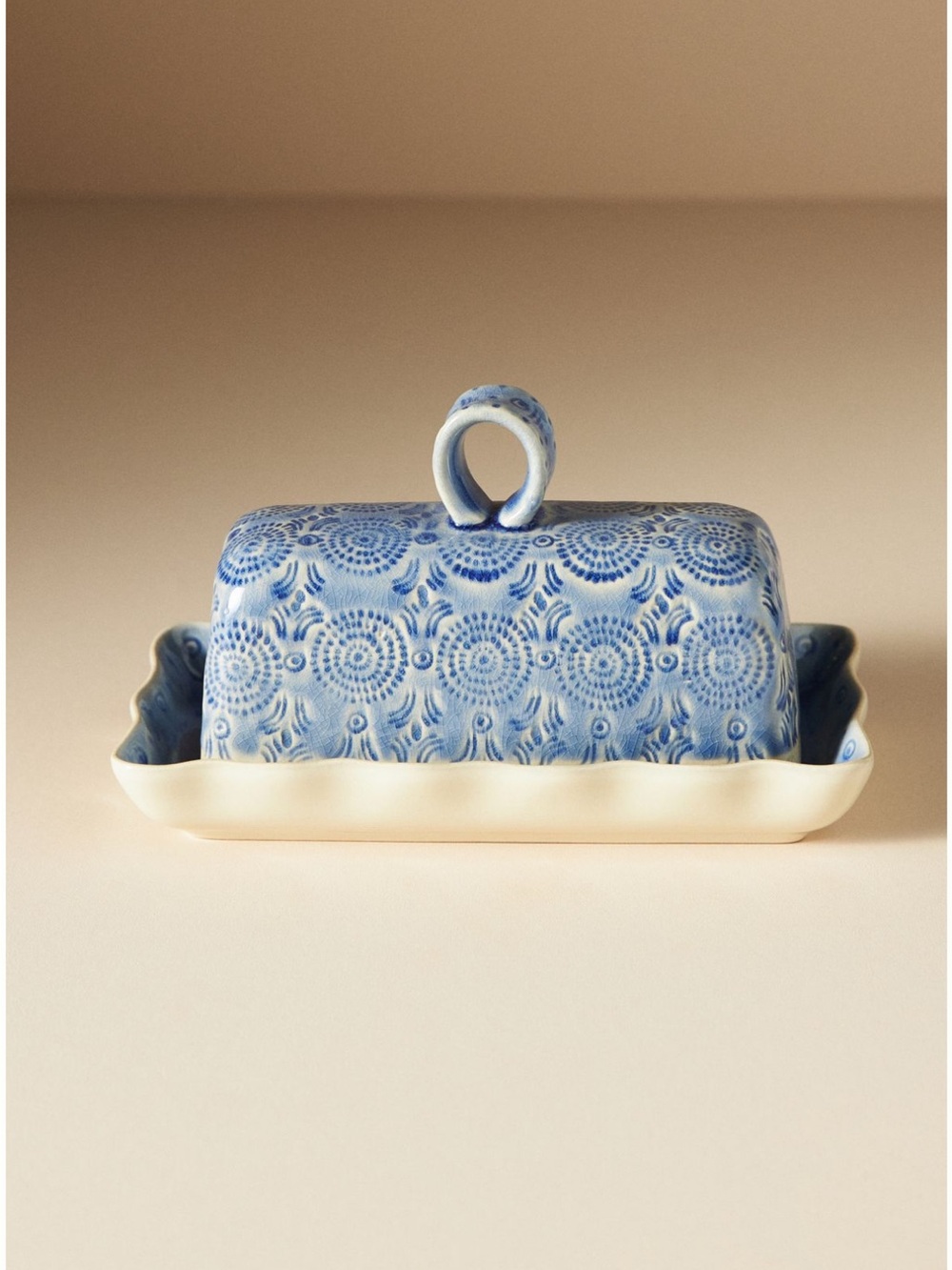 Anthropologie Old Havana Portuguese Stoneware Butter Dish